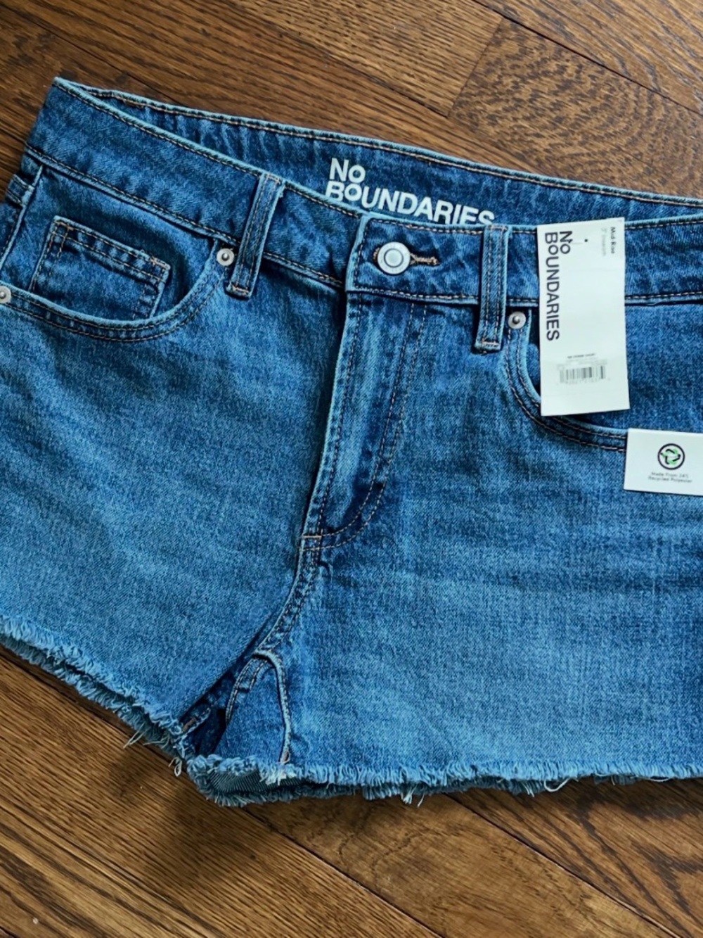 No Boundaries Medium Blue Raw Hem Denim Jean Shorts